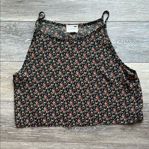 L.A. Hearts Black Floral Crop Tank Top Size S
